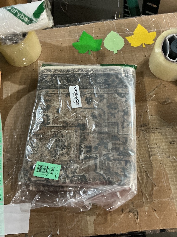 Photo 1 of Jainmy Vintage Distressed 2x3 Kitchen Rugs Washable Non Slip, Moody Medallion Door Mat Indoor Entrance Entryway, Small Low Pile Rugs for Bedroom/Bathroom Vanity/Laundry Room, Multi Brown/Slate Green