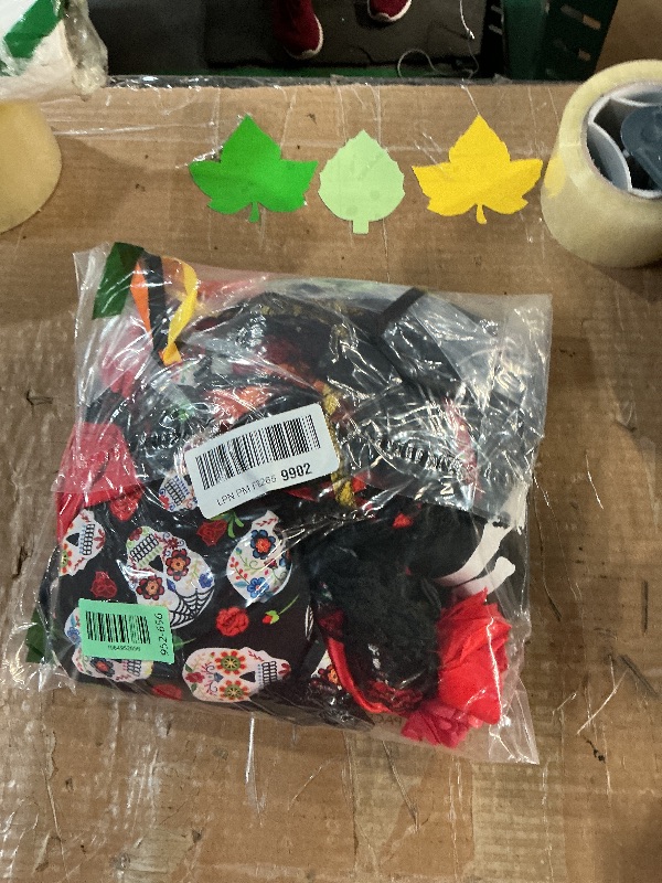 Photo 1 of *************MISSING PIECES***********
Suhine Day of the Dead Women Costume Set Include Tie on Bustle Skirt Skeleton Stocking Long Arm Gloves Mexican Flower Crown