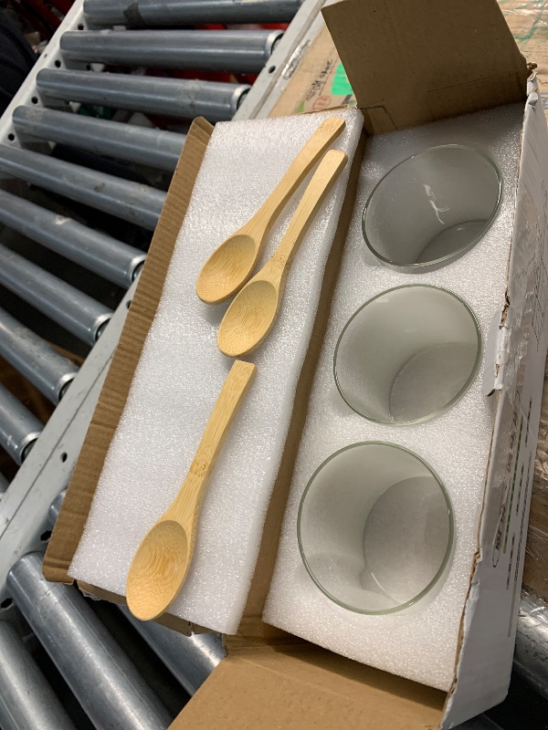 Photo 1 of ***(MISSING LIDS)***HONGCHU Condiment Containers with lids 3 pack Seasoning Box Condiment Pots Jars with Spoons Container for Spice Salt Sugar Cruet (bamboo 1set)