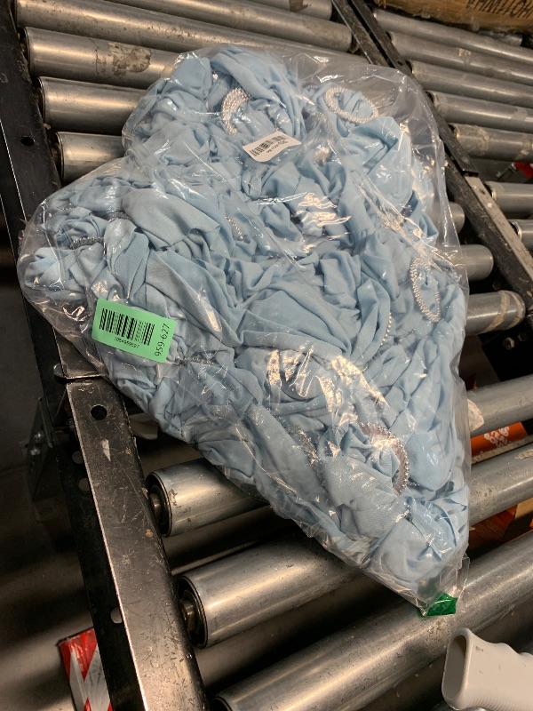 Photo 1 of WJWHQ 100PCS Spandex Stretch Chair Sashes Bows Elastic Chair Cover Bands Ties with Buckle Slider for Wedding Party Reception Events Universal Ceremony Banquet Decorations(Baby Blue)