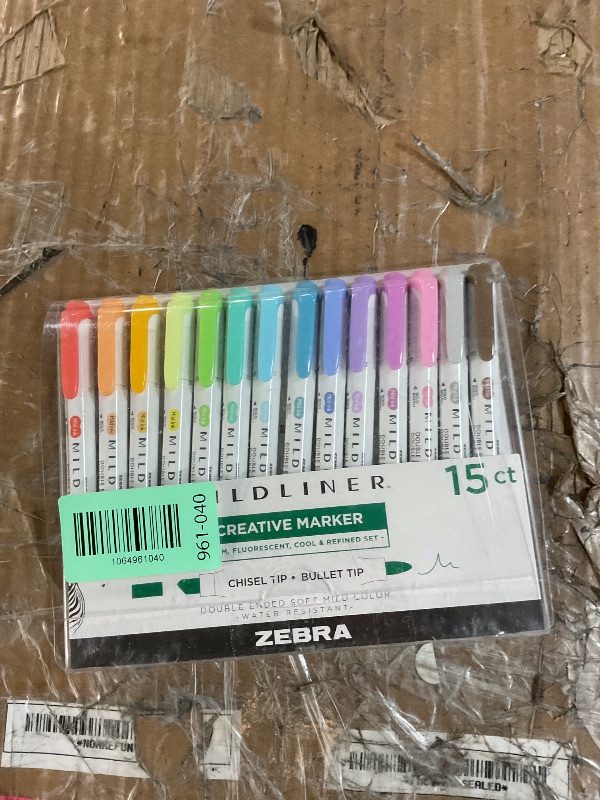 Photo 1 of ***MISSING BRIGHT YELLOW*** Zebra Pen Mildliner Dual-Tip Highlighter Marker Set, Broad and Fine Point Tips, No Bleed, Ideal for Bible Highlighting, Giftable Art Supplies and Teacher Gifts, Assorted Ink Colors, 15-Pack (78115)