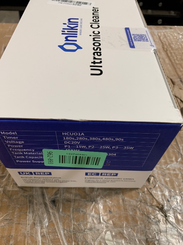 View 2 of ***(MISSING PARTS)***Onlikin 35W Ultrasonic Jewelry Cleaner, 45KHz Retainer Cleaner for Jewelry, 5 Timer & 3 Power Modes, Eyeglasses, Rings, Watch Strap, Dentures - 20oz, 304 Stainless Steel Tank, Quiet <38dB (White)