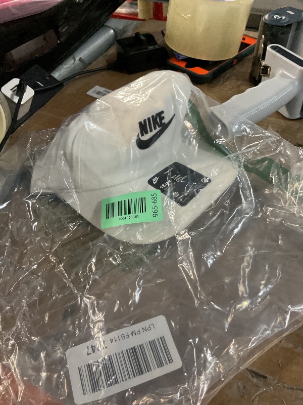 Photo 1 of (STAINED, MINOR) Nike Kid's Club Unstructured Futura Wash Cap, White/Black, 1SIZE