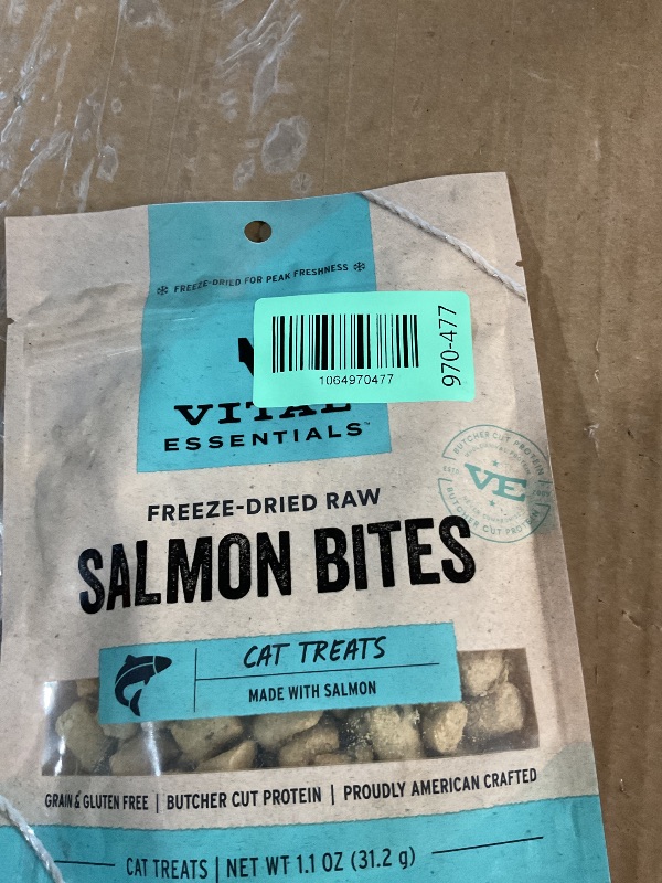 Photo 1 of ***BEST BY 05/29/2027*Vital Essentials Salmon Bites Cat Treats, 1.1 oz | Freeze-Dried Raw | Single Protein | Grain Free, Gluten Free, Filler Free