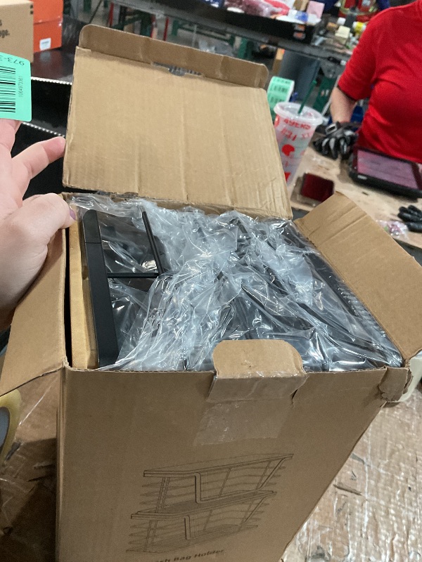 Photo 1 of ALOCEO 2 Pack Storage Stackable Kitchen Laundry Organizers with Bamboo Top, Large Trash Bag Holder and Small Garbage Bag Dispenser for Countertop Organization