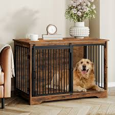 Photo 1 of ***STOCK PHOTO FOR REFERENCE ONLY, SIZE UNKNOWN *****FOR PARTS, MISSING MAJOR COMPONENTS** Hzuaneri Furniture Style Dog Crate, Dog Kennels, Rustic Brown and Black
