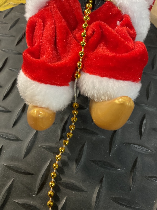 Photo 1 of ***Chain IS MISSING BEADS AS SEEN IN PHOTO

Climbing Santa Claus 9" Christmas Ornament Xmas Decoration Climbs Up and Down Battery Operated Toy with Light Music and Sound Animated Climbing on Beads Musical Moving Figure Xmas Christmas Ornament