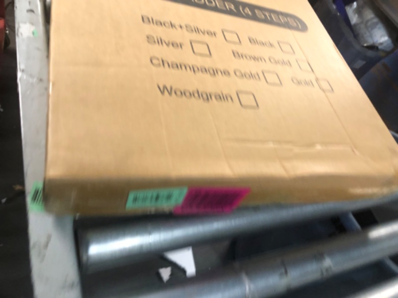 Photo 1 of SOLADDER 4 Step Ladder, Folding Step Stool with Anti-Slip Wide Sturdy Pedal and Handgrip, Portable Lightweight Aluminum Stepladder, 300 lbs Capacity, Multi-Use for Home, Library - Brown Gold