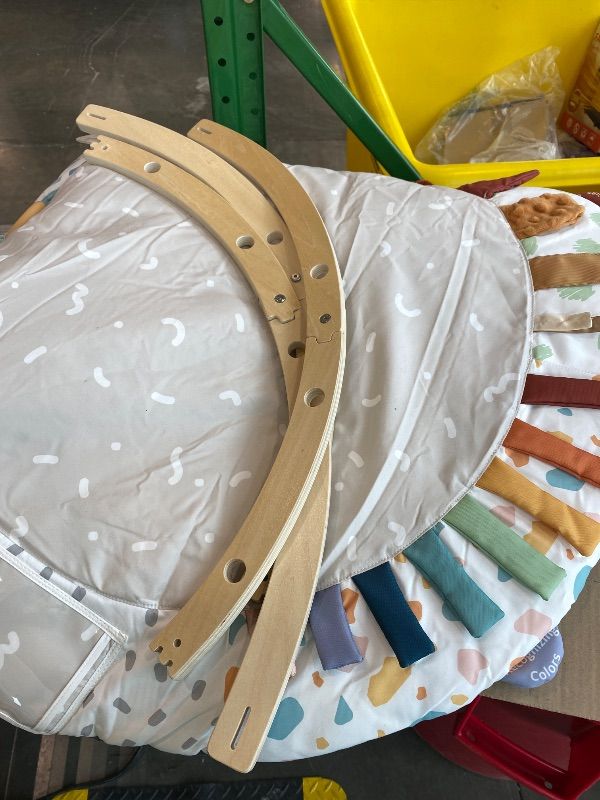 Photo 1 of *MISSING PARTS UNKNOWN*
Blissful Diary Baby Play Gym & Activity Mat, 5 Developmental Zones Wooden Tummy Time Mat with 5 Detachable Sensory Toys for Motor Skills & Sensory Development, Baby Essentials Shower Gift