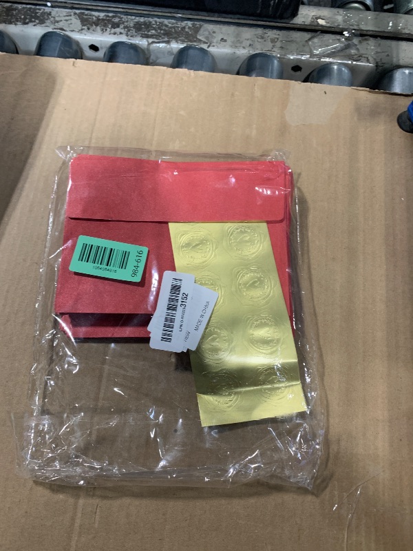 Photo 1 of *MISSING PARTS UNKNOWN*
50 Pieces Metallic Color Self Seal Envelopes with Gold Stickers for Greeting Cards, Invitations, Postcards (Red, 5x7)