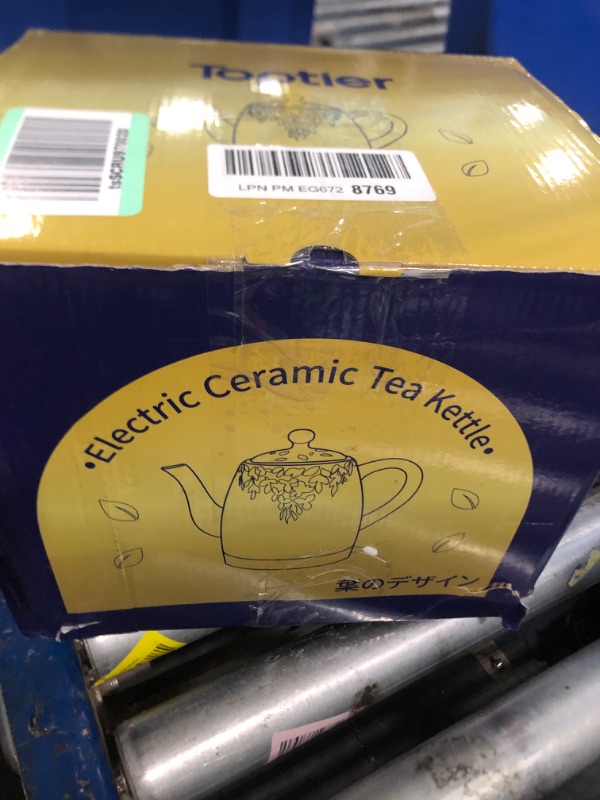 Photo 1 of *** LID MISSING *** Toptier Electric Ceramic Tea Kettle, Boil Water Quickly and Easily, Detachable Swivel Base & Boil Dry Protection, Carefree Auto Shut Off, 1.5 L, White