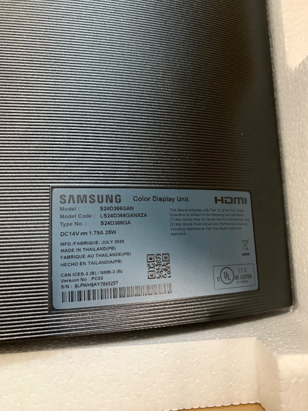 Photo 1 of *UNTESTED*
SAMSUNG 24" Essential S3 (S36GD) Series FHD 1800R Curved Computer Monitor, 100Hz, Game Mode, Advanced Eye Comfort, HDMI and D-sub Ports, LS24D366GANXZA