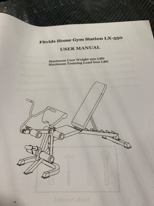 Photo 1 of ***SIMILAR ITEM*** Fitvids Adjustable Weight Bench – Workout Bench for Home Gym – 36.22" x 27.32" x 36.22" – Graphite