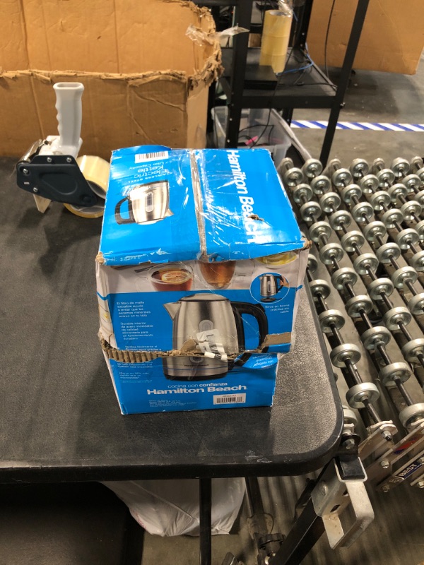 Photo 1 of ** dented**
Hamilton Beach Electric Tea Kettle, Water Boiler & Heater, 1.7 Liter, Cordless Serving, 1500 Watts for Fast Boiling, Auto-Shutoff and Boil-Dry Protection, Stainless Steel with LED Light Ring (41037)