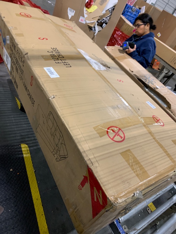 Photo 1 of ***Very Large Item*** ***Pick Up With Truck*** LGQLJPLQQ Classic L-Shaped Sofa Set with Ottoman - Off-White Flannel, High-Density Sponge, Sturdy Wood Frame, Storage Function - Elegant Design, Comfortable Living Room Furniture F121(White,F121A)