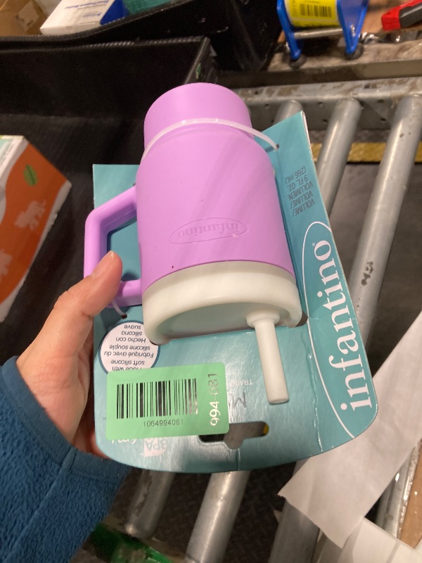 Photo 1 of *MINOR DAMAGE - USED*
Infantino My 1st Tumbler, Silicone Sippy Cup with Straw & Handle, Spill-Resistant Baby Cup for On-the-Go, BPA-Free Transition Bottle, Lilac