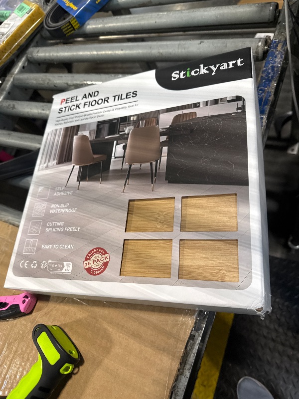View 3 of *** DIFFERENT COLOR*** Stickyart 36 PCS Gray Pine Wood Peel and Stick Floor Tile Vinyl Flooring Tiles 12"x12" Stick on Wall Tiles Waterproof Floor Stickers for Wall Self Adhesive Vinyl Sheet Flooring for Kitchen Bathroom