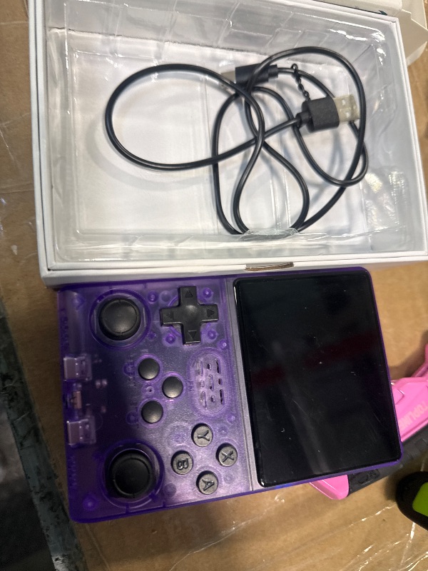 Photo 1 of ***MISSING micro SD*** ONYAERS R40s Pro Handheld Game Console, Retro Gaming Console with 3.5-in IPS Screen, 256GB Memory Built-in 30,000 HD Video Games, Portable Video Game Consoles with 3800mAh Battery (Purple)