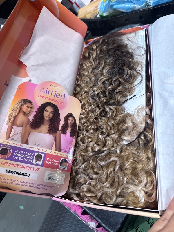 Photo 1 of ***SIMILAR*** Outre Airtied 100% Fully Hand-Tied Wig - Human Hair Blend - Dominican Curly 22" (DR4/TIRAMISU)