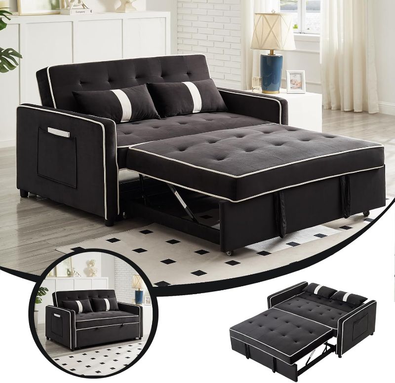 Photo 1 of ***Stock Photo Is A Similar Item And A Different Color*** 3 in 1 Convertible Sleeper Sofa Bed, Small Couch for Living Room Bedroom with Pullout Bed Adjustable Backrest