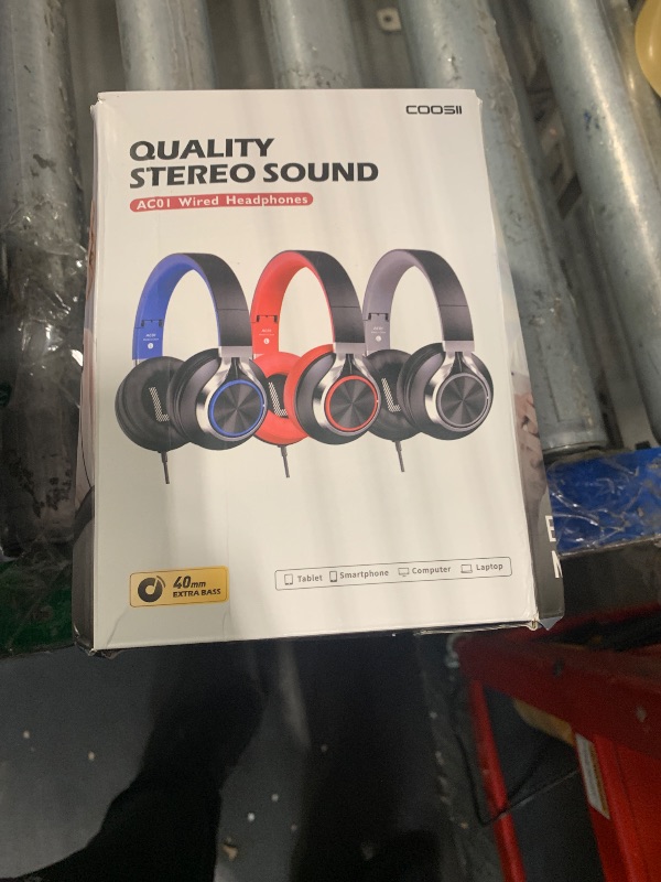 Photo 1 of *UNTESTED*
COOSII AC01 Over-Ear Headphones Wired, Passive Noise Isolating Corded Stereo Headsets with Mic Volume Control for Adults Teens 3.5mm for Chromebooks, Laptop, Computer, Tablets, Travel (Black Blue)