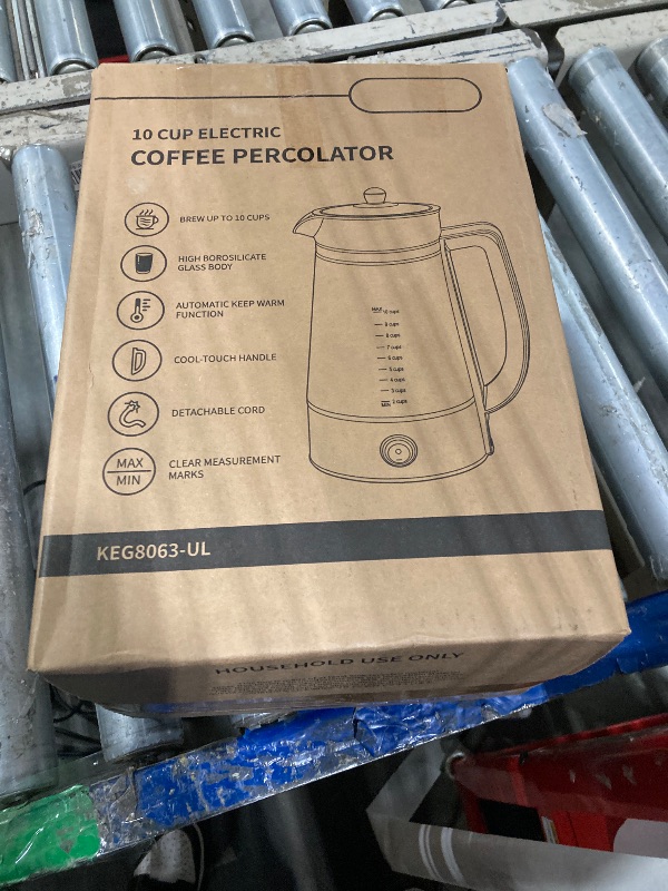 Photo 1 of *UNTESTED*
KIDISLE Percolator Coffee Pot Electric 10 Cup, Automatic Keep Warm, Stainless Steel Basket, Cool-Touch Handle