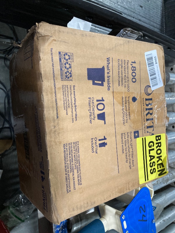 Photo 1 of **BROKEN GLASS**
Brita Large 10 Cup Water Filter Pitcher, 1 BritaPlus Filter, Everyday, Black (Package May Vary)