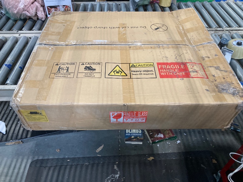 Photo 1 of *PARTIAL SET - Box 2/2, MISSING Box 1/2*
DWVO 56.3" Makeup Vanity with LED Lighted Mirror, Large Vanity Desk with RGB Glass Cabinets, Open Shelving, Built-in Power Strip & Cushioned Stool