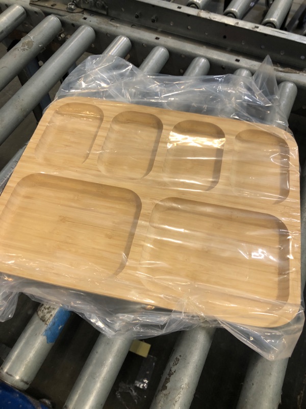 Photo 1 of ***ONLY BOARD, NO FOLDABLE LID*** Charcuterie Boards with Foldable Lid, Portable Bamboo Cheese Board with 6 Compartments, Clear Locking Lid and Handle, Easy to Store, Suitable for Picnics, Camping, Parties & Housewarming Gifts