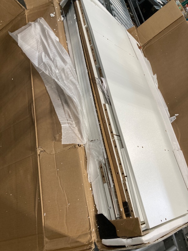 Photo 1 of ***MIRROR IN PERFECT CONDITION / ONE BROKEN BOARD***  TABLE LIVELYGLOW Large Makeup Vanity Desk, 43.3”W x 15.7“D x 53.2”H, White (Large Desktop, Samrt LED Mirror, 4 Open Shelves, 7 Drawers, Hairdryer Rack, Power-Outlet, No Cushion Stool Included)