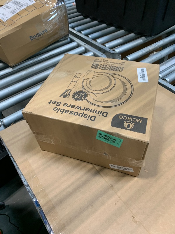 Photo 1 of ?175 Piece Silver Dinnerware Set,25 Silver Rim Plastic Plates, 25 Cups,25 Pre Rolled Napkins with Plastic Silverware, Disposable Dinnerware Set for 25 Guest