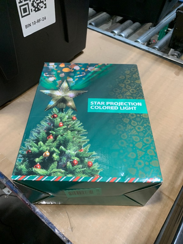 Photo 1 of [with Adjustable Base] 8.2 inch Christmas Star Tree Topper Projector with 4 Patterns and LED Lights Rotatable Projector Christmas Tree Star Topper Plug in for Indoor Office Xmas(4 Patterns, 3m Cable)