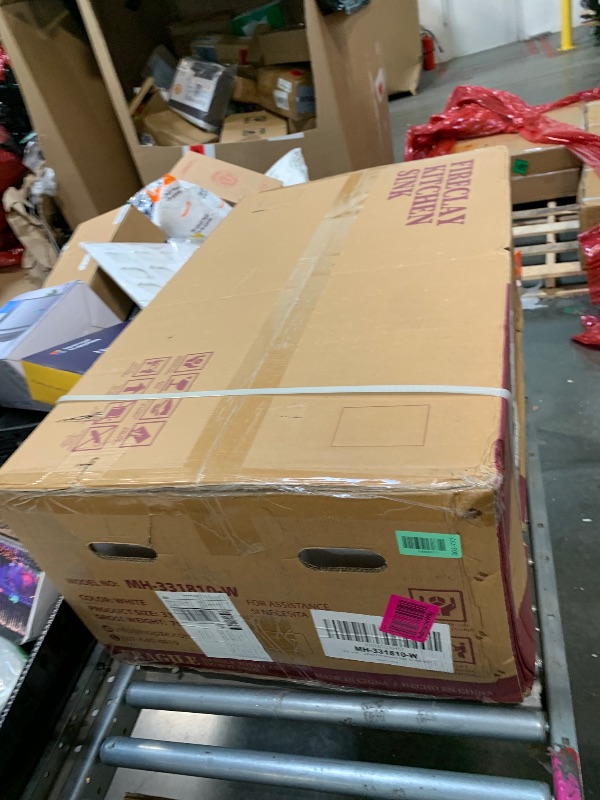 Photo 1 of ?Miuara Farmhouse Sink 33 Inch - Apron Front Kitchen Sink Reversible 33"x18"x10", Undermount Installation, Farm House Style Single Bowl, Solid Fireclay, Glossy White, for Kitchen