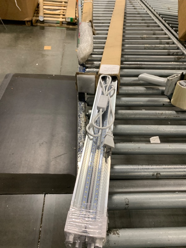 Photo 1 of (Pack of 4) Linkable LED Utility Shop Lights for Garage, 6FT, 60W, LED Tube Ceiling Light T8 Integrated Single Fixture, 6000K, 8000LM Daylight V Shape, Basement, Offices, Clear Lens, Plug and Play