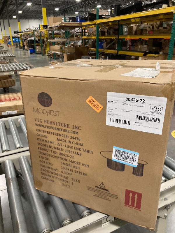 Photo 1 of **02 boxes***Benjara 2 Piece Coffee End Table Set, Round Top, Pedestal Base, Black