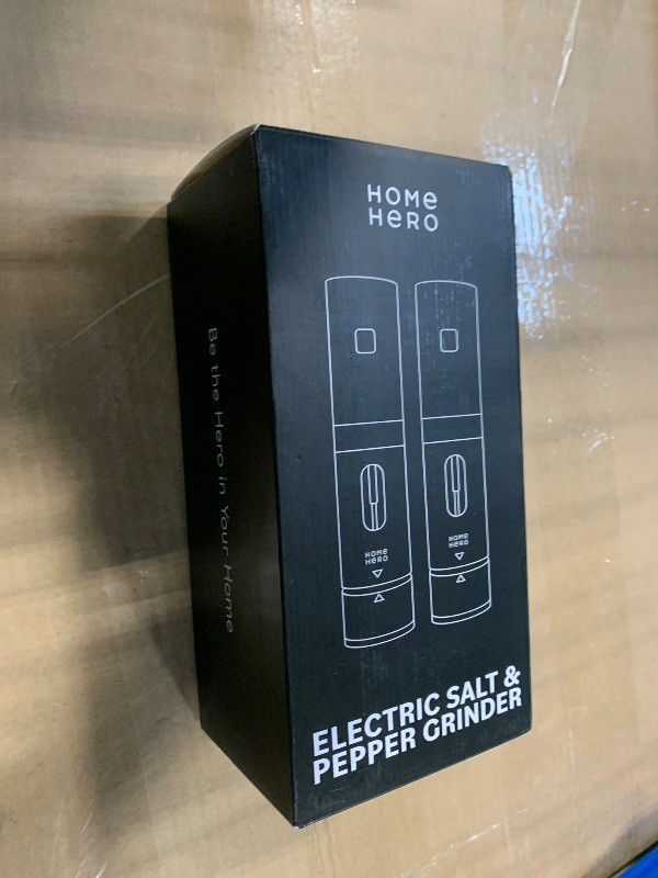 Photo 1 of ***MISSING CHARGING WIRE***Home Hero Electric Salt and Pepper Grinder Set - Automatic Salt and Pepper Grinder Set Rechargeable. Electronic Salt and Pepper Shakers with LED Light, Electric Pepper Grinder & Salt Grinder, Set of 2***MISSING CHARGING WIRE***