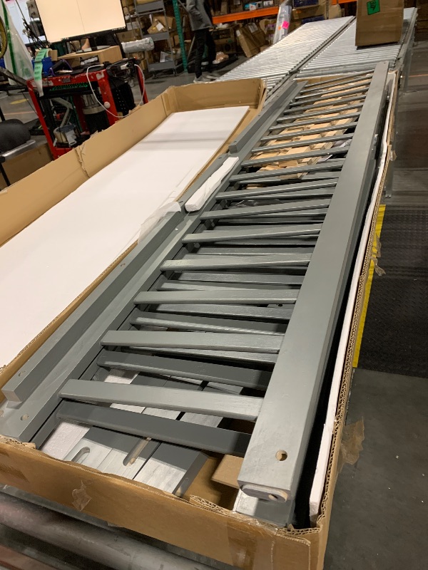 Photo 1 of ***SOLD AS PARTS***Bellemave Full Size Floor Bed with Slats and Safety Guardrail, Full Size Montessori Floor Bed with Fence and Built-in Bookshelf, Easy Assemble Montessori Beds for Kids, Girls, Boys, Gray