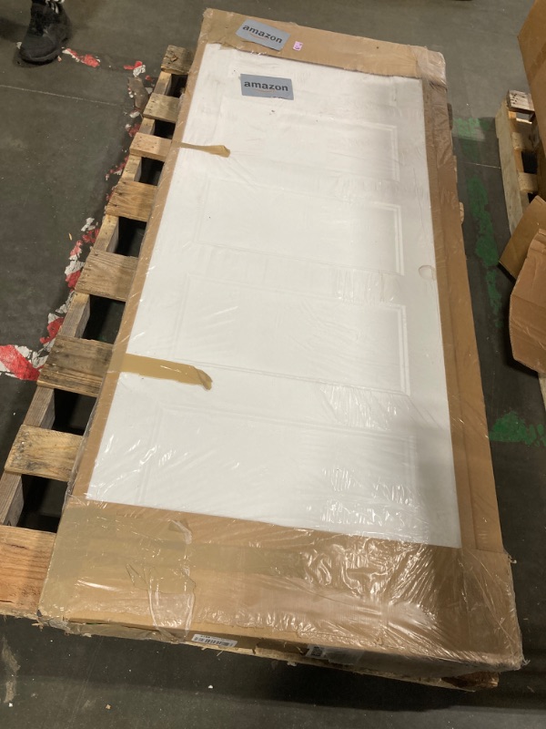 View 2 of ***MAY NEED A TRUCK***BARNSMITH 60x80 in 5-Panel Bypass Sliding Closet Door, White Primed Door Slab with Bypass Closet Track Hardware Kits, Paintable and Lightweight