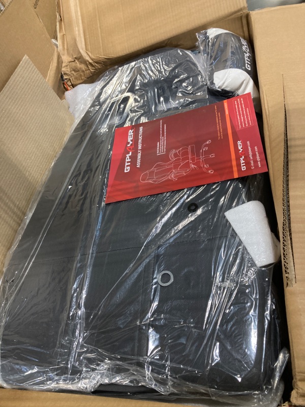Photo 1 of ***MISSING HARDWARE***GTPLAYER Gaming Chair, Computer Chair with Footrest and Lumbar Support, Height Adjustable Game Chair with 360°-Swivel Seat and Headrest and for Office or Gaming (Faux Leather, Black)