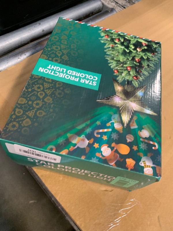 Photo 1 of [with Adjustable Base] 8.2 inch Christmas Star Tree Topper Projector with 4 Patterns and LED Lights Rotatable Projector Christmas Tree Star Topper Plug in for Indoor Office Xmas(4 Patterns, 3m Cable)