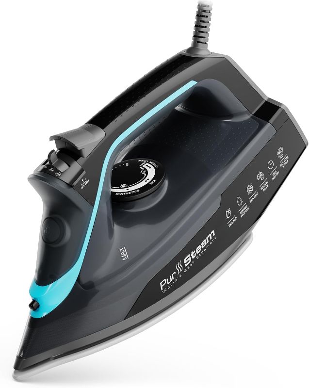 Photo 1 of **similar**
Pursteam SteamBurst+ 1750W Steam Iron, Ceramic Soleplate, Adjustable Steam, Burst of Steam, Self-Clean, Anti-Calc, Anti-Drip, Powerful & Long-Lasting Steam for All Fabrics