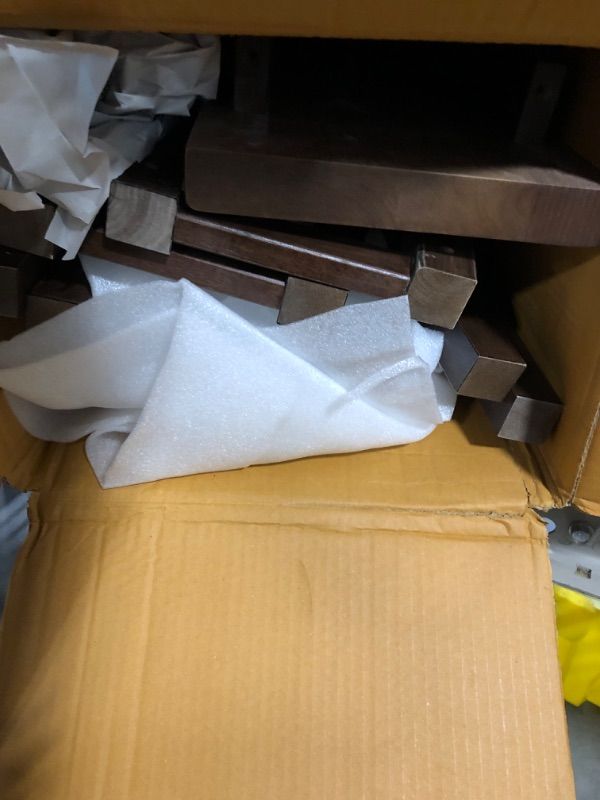 Photo 1 of ** MISSING HARDWARE**
Amazon Basics Solid Wood Saddle-Seat Kitchen Counter Barstool with Footrest, Easy Assembly - 29-Inch Height - Walnut - Set of 2