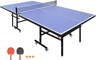Photo 1 of 
Double Fish 8ft Midsize Table Tennis Table Foldable & Portable Ping Pong Table Set for Indoor Games with Net, 2 Table Tennis Paddles and 3 Balls
