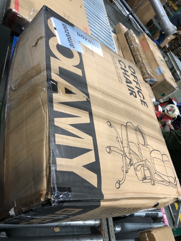 Photo 1 of *** VERY USED *** COLAMY Office Chair with Footrest, Ergonomic High Back Design Executive Computer Desk Chair with Removable Lumbar Pillow, 90-135°Reclining, Thick Bonded Leather for Home Office Work Comfort, Khaki