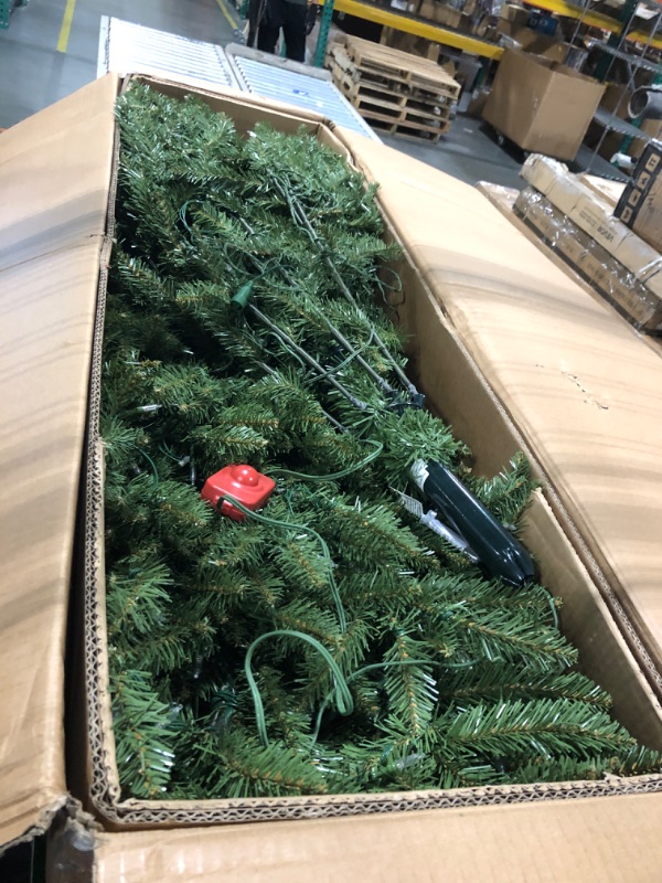 Photo 1 of ** used ** National Tree Company 6 ft Pre-Lit Dunhill Fir Artificial Christmas Tree, 600 Clear Lights, 1,430 Tips, Includes Stand, Green