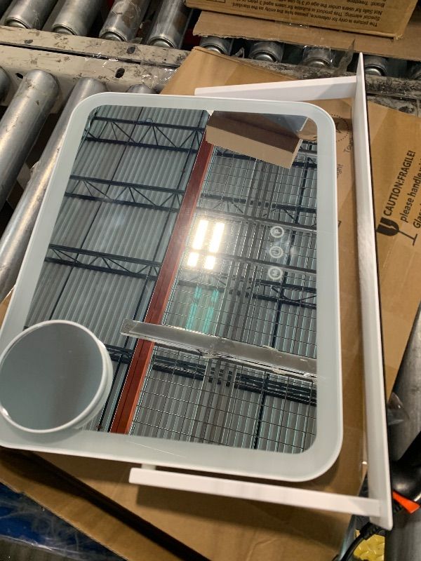 Photo 1 of ***It doesn't have a charger.***HNV Lighted Makeup Mirror, 17"x13" Hollywood Vanity Mirror with Lights, 10X Magnification, 3 Color Dimmable LED, Smart Touch Control, 360° Rotation Tabletop Mirror for Bedroom & Dressing Room (White)