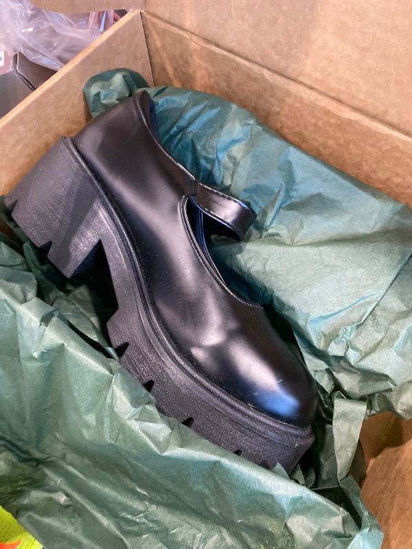 View 3 of *MINOR DAMAGE - USED*
Women's Platform Mary Janes Chunky Heel Ankle Strap Uniform Dress Shoes Heeled Gothic Lolita Oxfords (8, Single Strap-Matt Black)