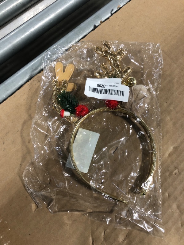 View 2 of *MINOR DAMAGE - USED*
TULOBI Christmas Headbands Glitter Christmas Elk Antlers Headband Cute Xmas Hair Bands Holiday Headbands Party Gift Christmas Costume Party Accessories for Women and Girls (Gold)