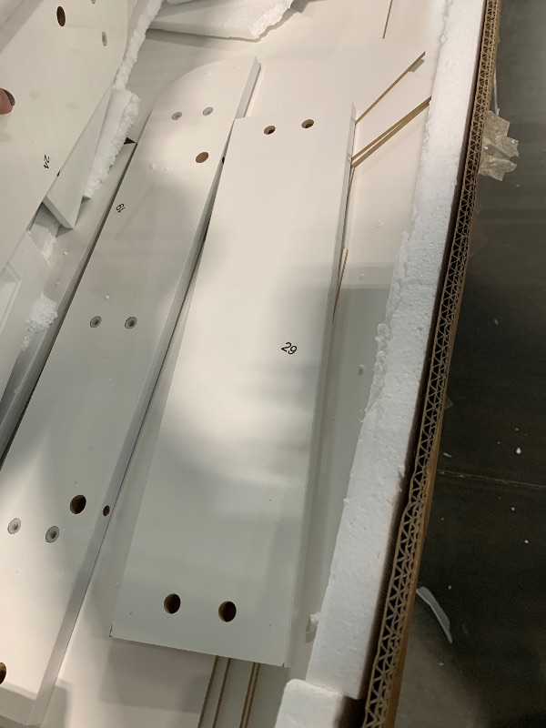 Photo 1 of ***PARTIAL SET*** Arulvmrn 43" Makeup Vanity Desk with Mirror and Lights, & Power Outl, Glass Top Big Vanity Table with 9 Drawers& 8 Storage Shelves, Dressing Table Set with Chair for Bedroom, White