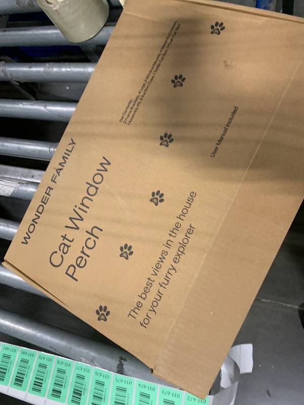 Photo 1 of [Ready to Gift] PURRHOUSE Cat Window Perch with Cushion Bolster and Cool Pad, Cat Hammocks for Windows with Wood & Robust Metal Frame for Large Cats, Beds for Windowsill, Bedside and Cabinet,24''W